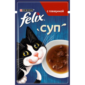 Паучи Felix Суп с говядиной для кошек 48г (12378667)