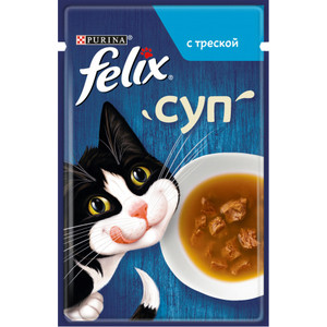 Паучи Felix Суп с треской для кошек 48г (12378671) Суп с треской для кошек 48г (12378671) - фото 1