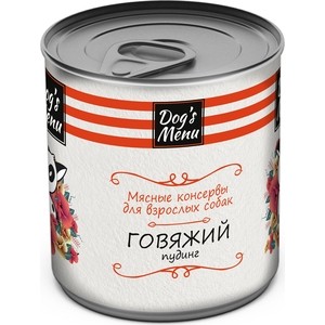 фото Консервы dog's menu говяжий пудинг для взрослых собак 750г