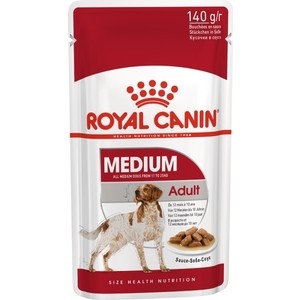 

Пауч Royal Canin Medium Adult Sause-Sobe кусочки в соусе собе для собак средних пород с 10мес до 10лет 140г, Medium Adult Sause-Sobe кусочки в соусе собе для собак средних пород с 10мес до 10лет 140г