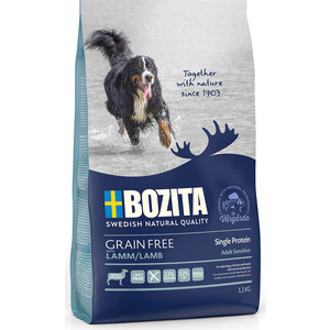 Сухой корм BOZITA Grain Free Adult Sensitive Single Protein with Lamb 23/12 беззерновой с ягненком для взрослых собак 1,1кг (40612)