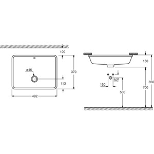 фото Раковина встраиваемая снизу grohe cube ceramic 49 альпин-белый (3948000h)