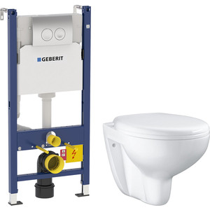 Комплект унитаза Grohe Bau Ceramic с инсталляцией Geberit Duofix, сиденьем микролифт, клавишей Delta21 хром (39427000, 458.124.21.1, 39435000)