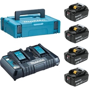 Набор аккумуляторов с зарядным устройством Makita DC18RD - 1шт + BL1860B - 4шт, 18В, 6.0Ач, Li-ion, MakPac (198094-8) DC18RD - 1шт + BL1860B - 4шт, 18В, 6.0Ач, Li-ion, MakPac (198094-8) - фото 1