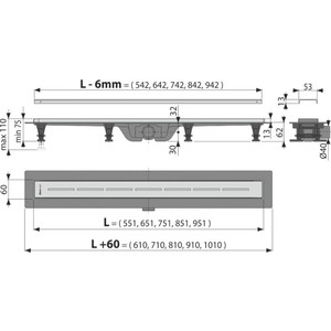 Душевой лоток AlcaPlast с матовой решеткой Simple 8 (APZ18-550M) от Техпорт
