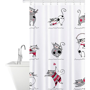 

Штора для ванной комнаты Tatkraft FUNNY CATS TEXTILE тканевая со специальной водоотталкивающей пропиткой и антигрибковым покрытием (14664), FUNNY CATS TEXTILE тканевая со специальной водоотталкивающей пропиткой и антигрибковым покрытием (14664)