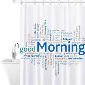 

Штора для ванной комнаты Tatkraft GOOD MORNING тканевая со специальной водоотталкивающей пропиткой и антигрибковым покрытием (17436), GOOD MORNING тканевая со специальной водоотталкивающей пропиткой и антигрибковым покрытием (17436)