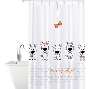 

Штора для ванной комнаты Tatkraft FUNNY DOGS тканевая со специальной водоотталкивающей пропиткой и антигрибковым покрытием (18136), FUNNY DOGS тканевая со специальной водоотталкивающей пропиткой и антигрибковым покрытием (18136)