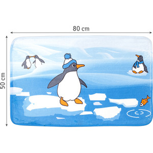 фото Коврик для ванной tatkraft penguins ultra soft со специальным противоскользящим основанием, 50 x 80 см на хангере (18624)