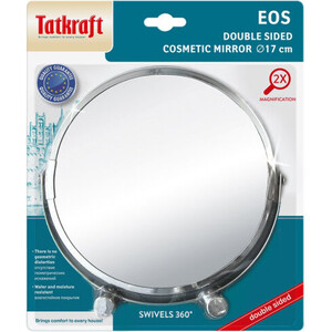 фото Зеркало tatkraft eos двустороннее косметическое настольное, регулируемое, складное с увеличением с одной стороны 200%, 17 см в диаметре (11656)
