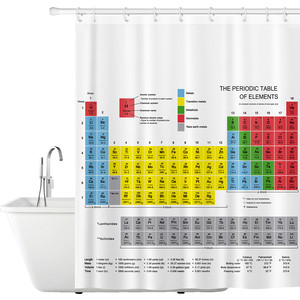 фото Штора для ванной комнаты tatkraft periodic table тканевая с кольцами (12 шт), 180х180 см, водоотталкивающий материал (17627)