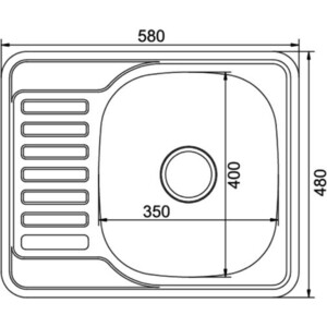 Кухонная мойка Mixline Врезная 58x48 с сифоном, нержавеющая сталь 0,8 мм (4620031448914) от Техпорт