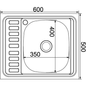 Кухонная мойка Mixline Накладная 60x50 с сифоном, нержавеющая сталь 0,8 мм (4640030862450)