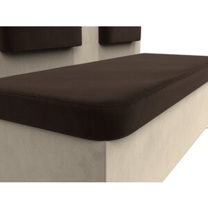Кухонный прямой диван АртМебель Маккон 2-х местный микровельвет коричневый/бежевый