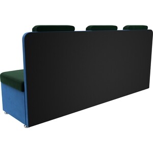 Кухонный прямой диван АртМебель Маккон 3-х местный велюр зеленый/голубой