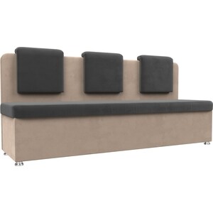 Кухонный прямой диван АртМебель Маккон 3-х местный велюр серый/бежевый диван угловой liyasi серый 248х85 151 х82cm