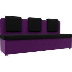 Кухонный прямой диван АртМебель Маккон 3-х местный микровельвет черный/фиолетовый кухонный прямой диван артмебель стайл микровельвет фиолетовый