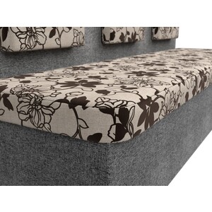 Кухонный прямой диван АртМебель Маккон 3-х местный рогожка на флоке серый