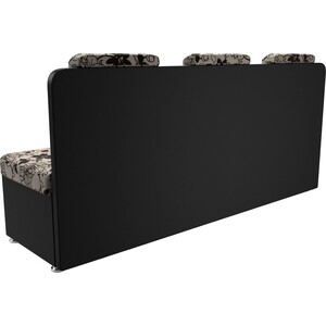 Кухонный прямой диван АртМебель Маккон 3-х местный рогожка на флоке экокожа черный