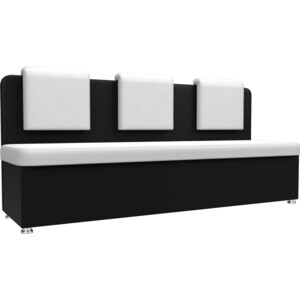 Кухонный прямой диван АртМебель Маккон 3-х местный экокожа белый/черный кухонный прямой диван артмебель стайл эко кожа белый
