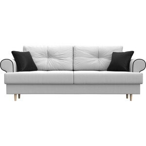 фото Прямой диван лига диванов сплин экокожа белый подушки черные