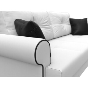 фото Прямой диван лига диванов сплин экокожа белый подушки черные