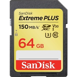 Фото - Карта памяти Sandisk Extreme Plus SDXC Card 64GB, 150MB/s V30 UHS-I U3 (SDSDXW6-064G-GNCIN) карта памяти sandisk micro sdxc 64gb extreme pro uhs i u3 v30 a2 adp 170 90 mb s