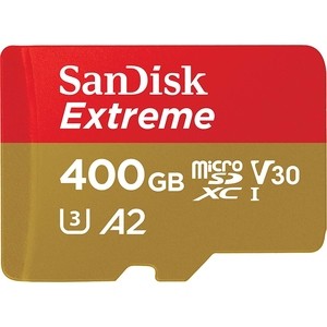 Карта памяти Sandisk Extreme microSDXC 400GB + SD Adapter Rescue Pro Deluxe 160MB/s A2 C10 V30 UHS-I U6 (SDSQXA1-400G-GN6MA)