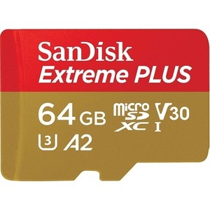 Фото - Карта памяти Sandisk Extreme Plus microSDXC 64GB + SD Adapter Rescue Pro Deluxe 170MB/s A2 C10 V30 UHS-I U3 (SDSQXBZ-064G-GN6MA) флеш карта microsdxc 64gb class10 sandisk sdsqxa2 064g gn6ma extreme adapter