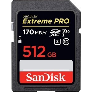 Карта памяти Sandisk Extreme Pro SDXC Card 512GB - 170MB/s V30 UHS-I U3 (SDSDXXY-512G-GN4IN) карта памяти sandisk micro sdxc 64gb extreme pro uhs i u3 v30 a2 adp 170 90 mb s