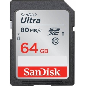 Карта памяти Sandisk Ultra SDXC 64GB 80MB/s Class 10 UHS-I (SDSDUNC-064G-GN6IN)