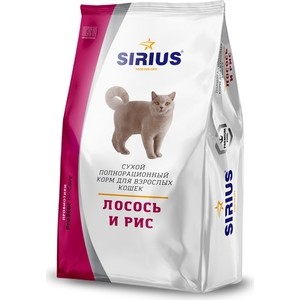 фото Сухой корм sirius лосось и рис для взрослых кошек 1,5кг