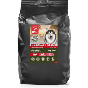 фото Сухой корм blitz petfood holistic adult all breeds grain free beef & white fish беззерновой с говядиной и белой рыбой для собак всех пород 12кг