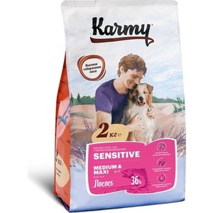 Сухой корм Karmy Sensitive Dog Medium & Maxi Лосось для собак средних и крупных пород с чувствительным пищеварением 2кг - фото 1