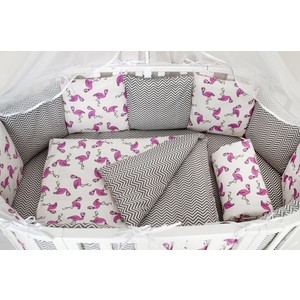 фото Бортик в кроватку amarobaby wb 12 предметов (12 подушек-бортиков) фламинго (малиновый)
