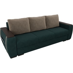 фото Прямой диван лига диванов брион велюр бирюза, подушки бежевые