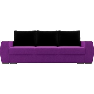 фото Прямой диван лига диванов брион микровельвет фиолетовый, подушки черные