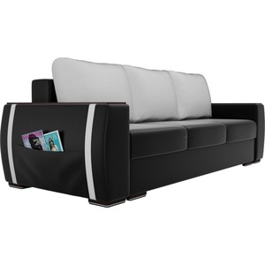 фото Прямой диван лига диванов брион экокожа черный, подушки белые
