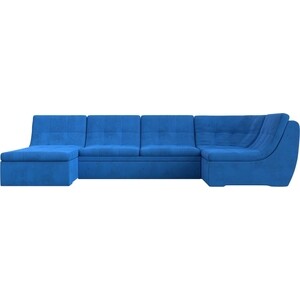 Модульный диван Лига Диванов Холидей велюр голубой П-образный