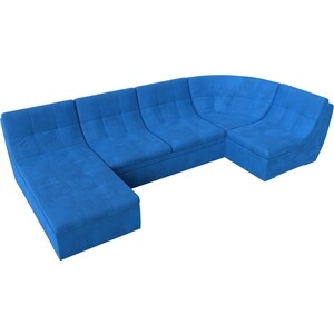 Модульный диван Лига Диванов Холидей велюр голубой П-образный