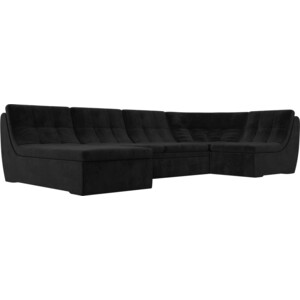 Модульный диван Лига Диванов Холидей велюр черный п-образный модульный диван лига диванов холидей экокожа белый п образный