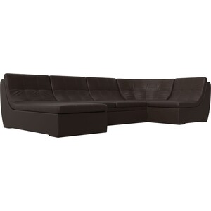 фото Модульный диван лига диванов холидей экокожа коричневый п-образный
