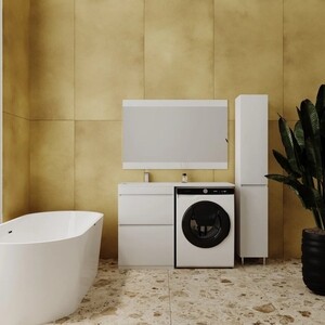 Мебель для ванной Style line Даллас Люкс 58 (120L) напольная, под стиральную машину, усиленный кронштейн, белая
