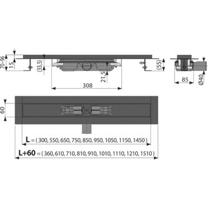 Душевой лоток AlcaPlast APZ101 с решеткой Pure Black черный матовый (APZ101BLACK-950, PURE-950BLACK)