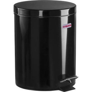 фото Ведро-контейнер для мусора (урна) с педалью лайма classic черное, глянцевое, металл, со съемным внутренним ведром, 5 л 604943
