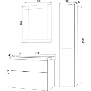 фото Зеркало 1marka marka one glass 60 черный дикий камень (4604613331559)