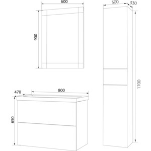 фото Тумба с раковиной 1marka marka one lacio 80п черный дикий камень (4604613334932, 4660018640207)