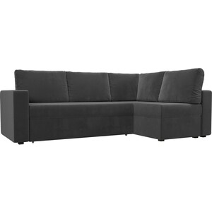 фото Угловой диван лига диванов оливер велюр серый правый угол