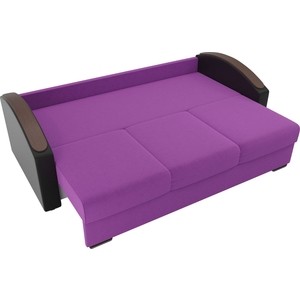 фото Прямой диван лига диванов монако slide микровельвет фиолетовый подлкотники экокожа черные подушки микровельвет черные