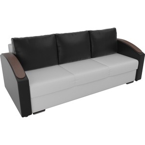 фото Прямой диван лига диванов монако slide экокожа белый подлокотники черные подушки черные